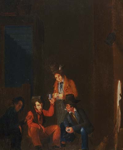 Les frères Lafitte dans le bar de Dominique You, attribué à John Wesley Jarvis (aux alentours de 1821).