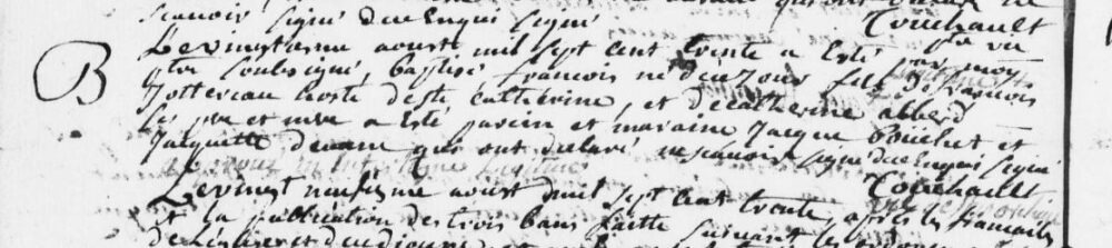 Acte de baptême de François Jottreau, à Saint-Porchaire le 21 août 1730 - (AD79 - 12num 12/8)