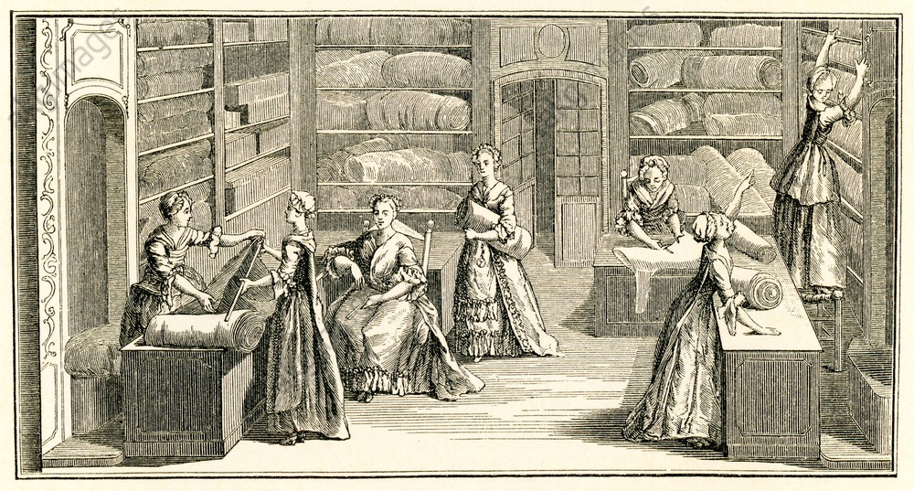 Fig. 143 – Boutique d’une marchande de modes au XVIIIe. Collection Bonnardot.