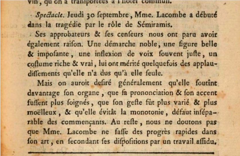 Claire Lacombe, comédienne à Lyon (glanes)